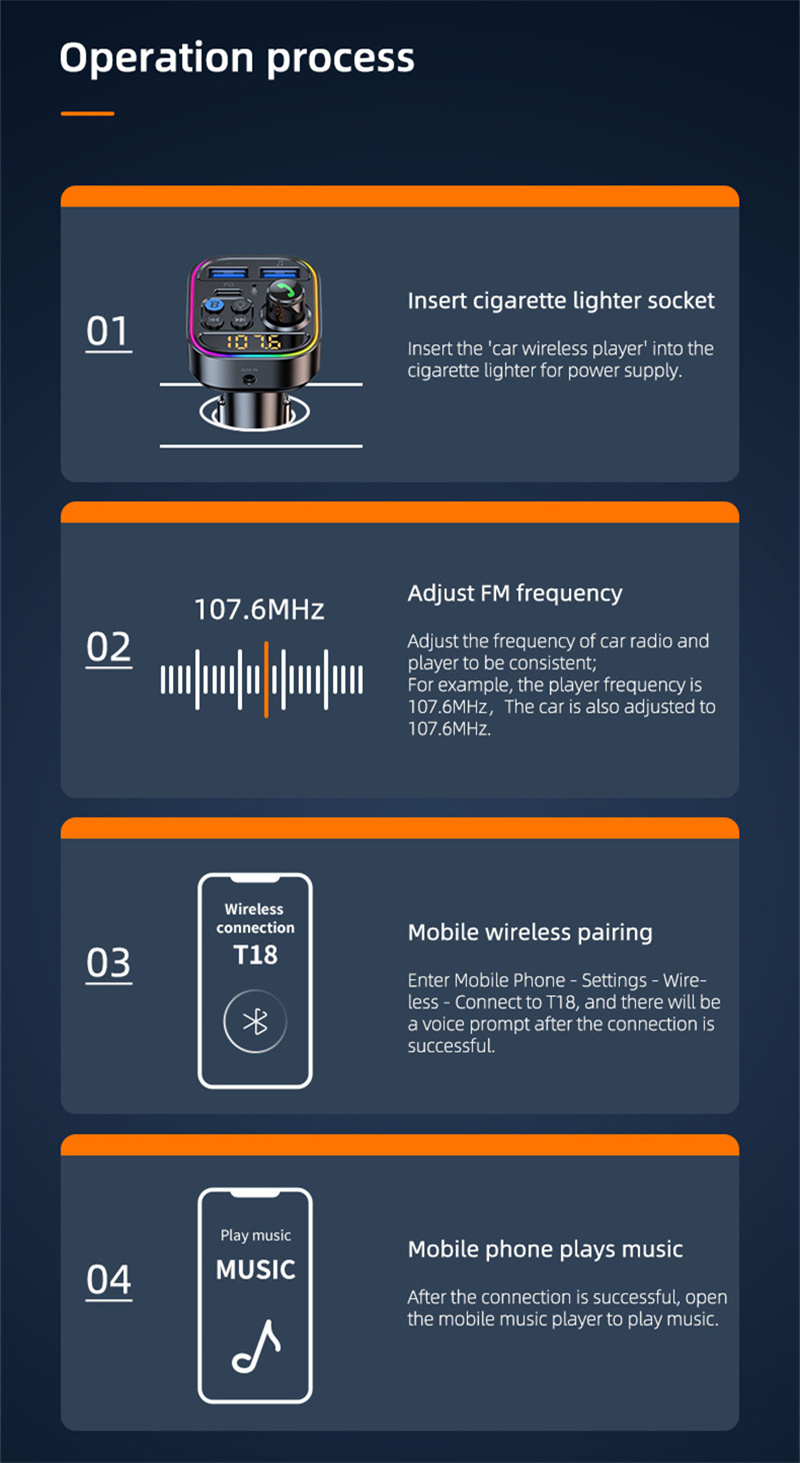 T18 car phone charger mp3 player fm transmitter bluetooth adapter