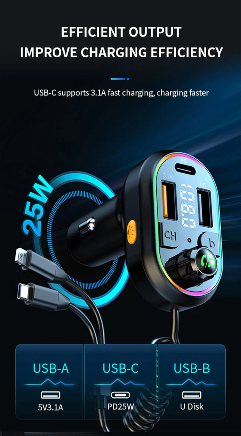 C29 car MP3 player 5W PD fast charge FM transmitter FM transmitter