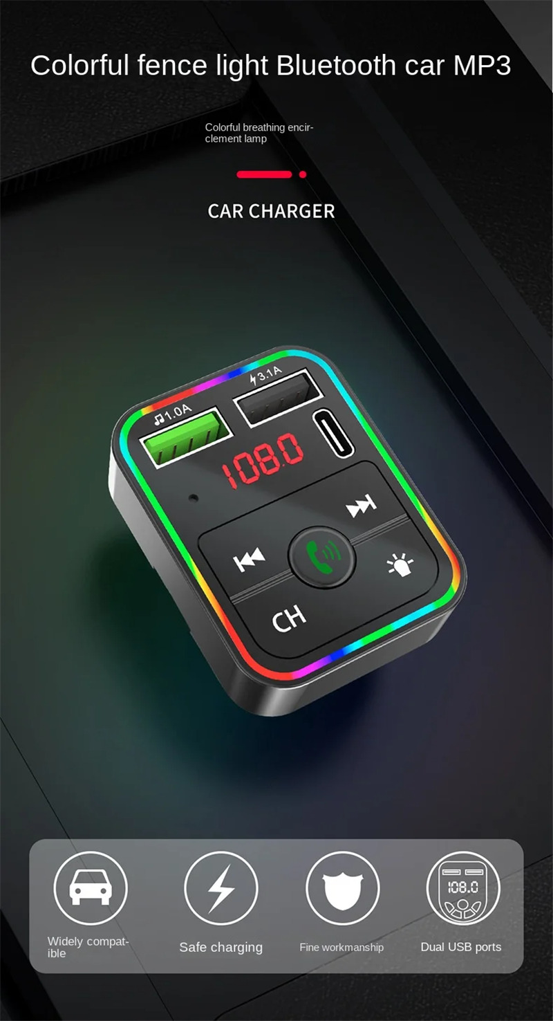 F2 car mp3 player bluetooth fm transmitter phone charge