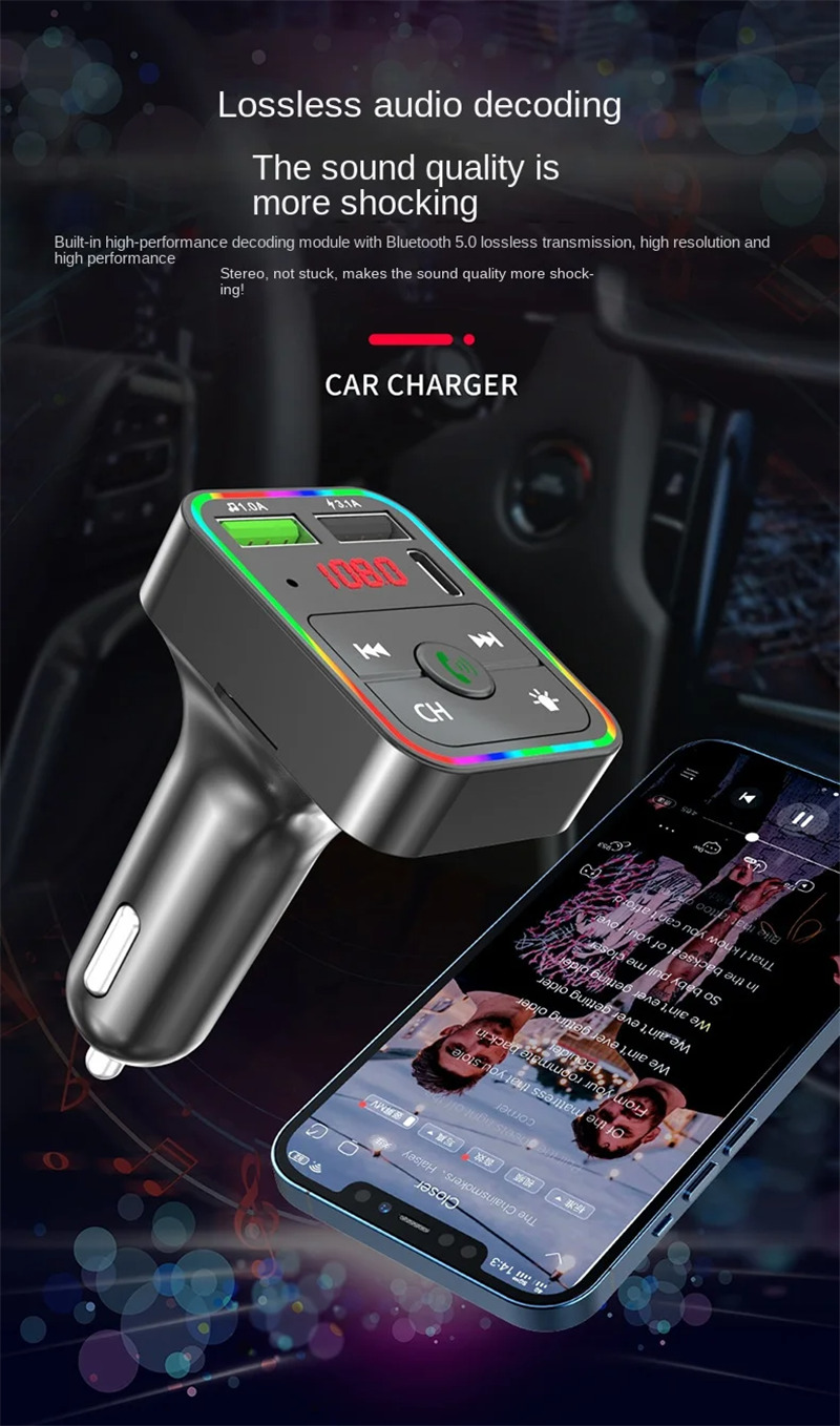 F2 car mp3 player bluetooth fm transmitter phone charge