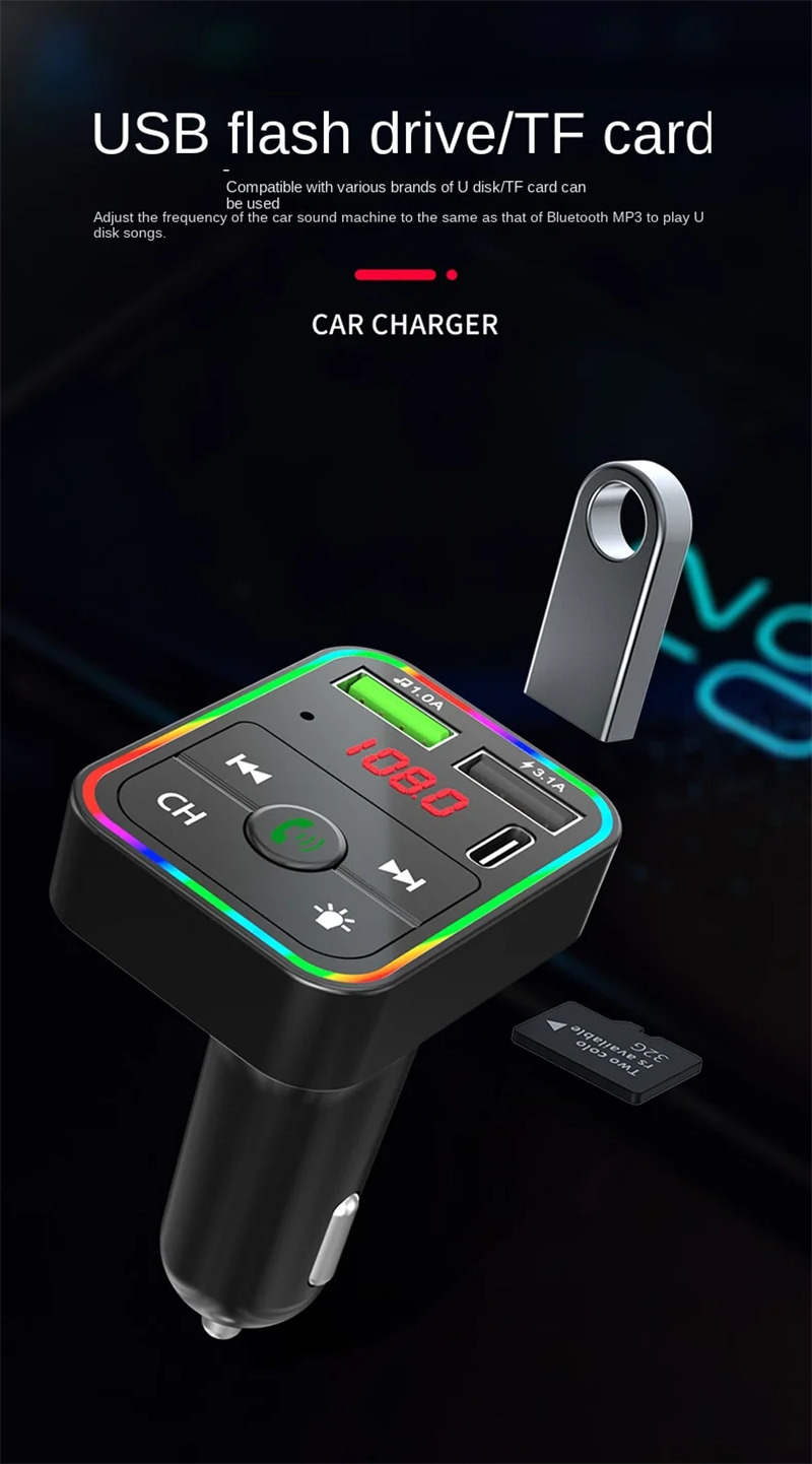 F2 car mp3 player bluetooth fm transmitter phone charge