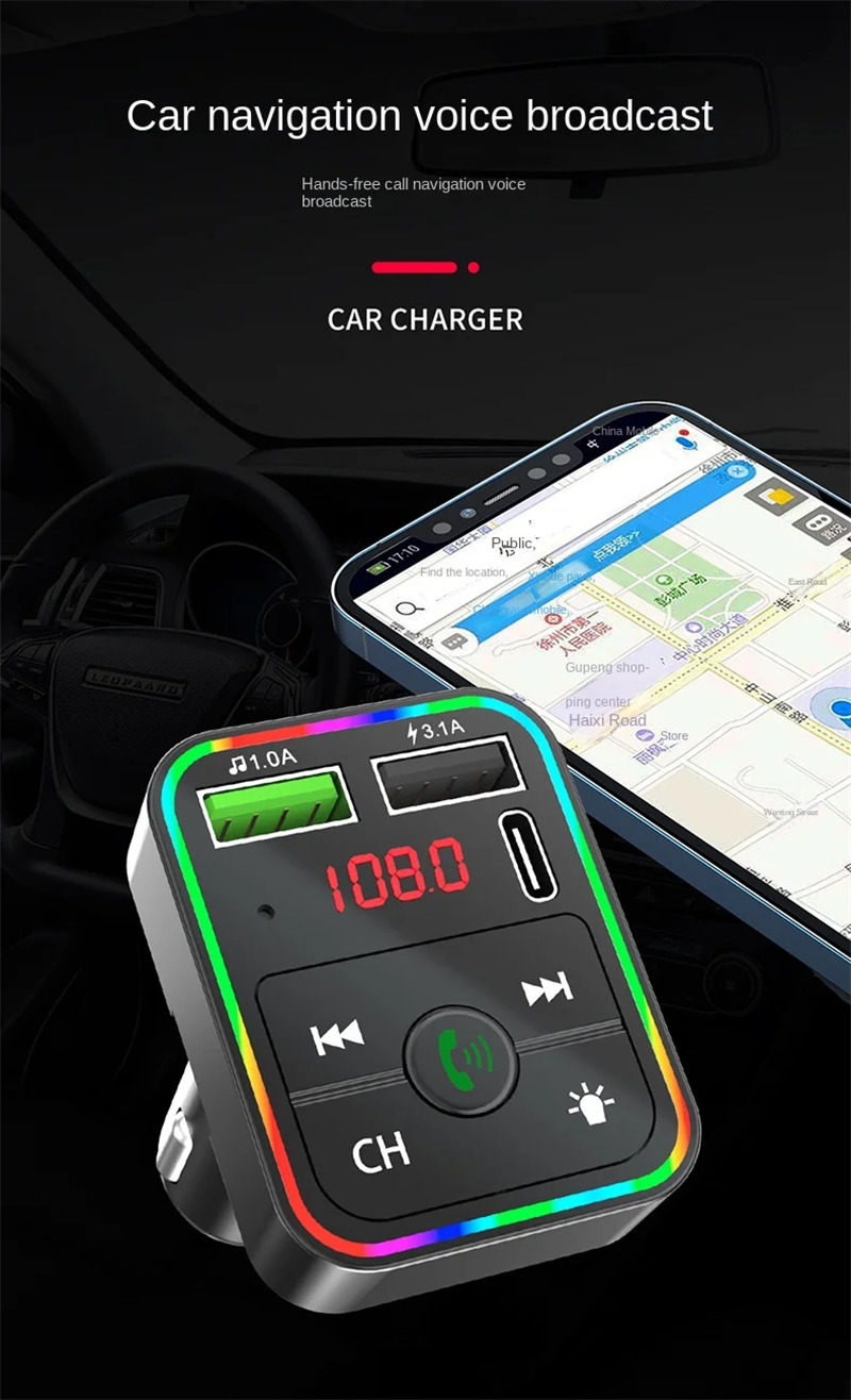 F2 car mp3 player bluetooth fm transmitter phone charge