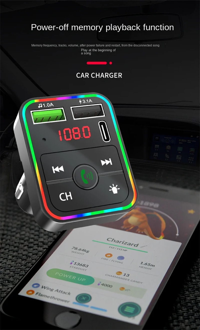 F2 car mp3 player bluetooth fm transmitter phone charge