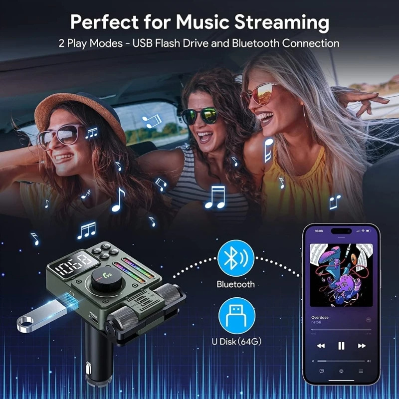 J91 car mp3 player bluetooth fm transmitter phone fast charge