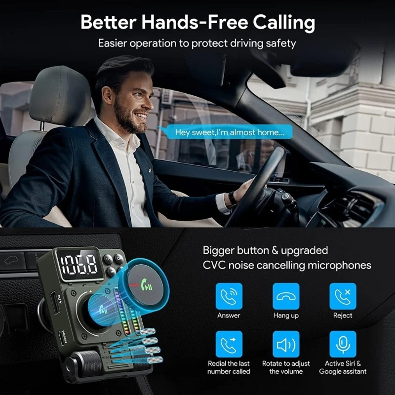 J91 car mp3 player bluetooth fm transmitter phone fast charge