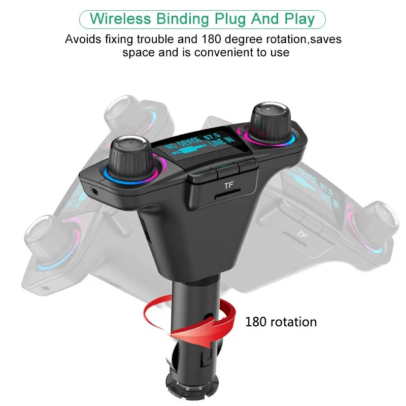 BC09 car fm transmitter bluetooth mp3 player dual usb charger