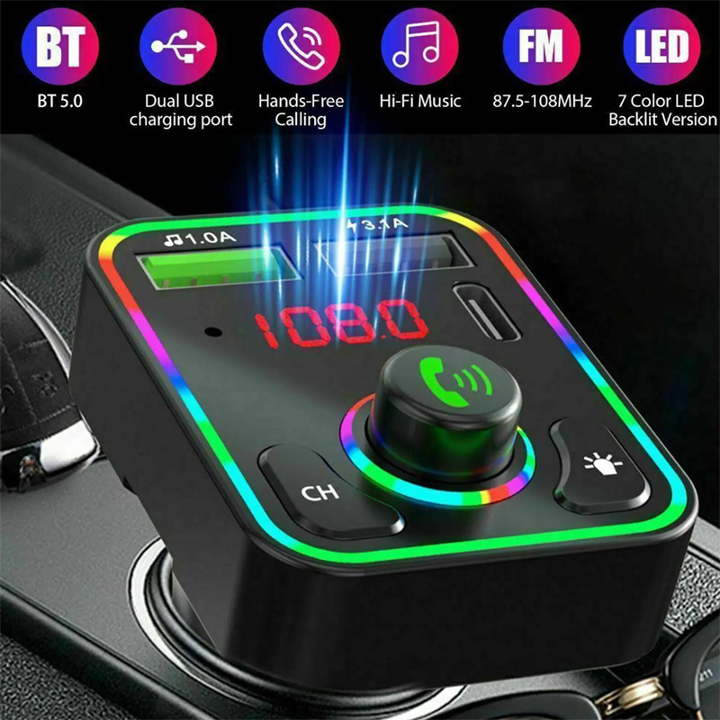 F3 car fm transmitter bluetooth mp3 player pd fast charger
