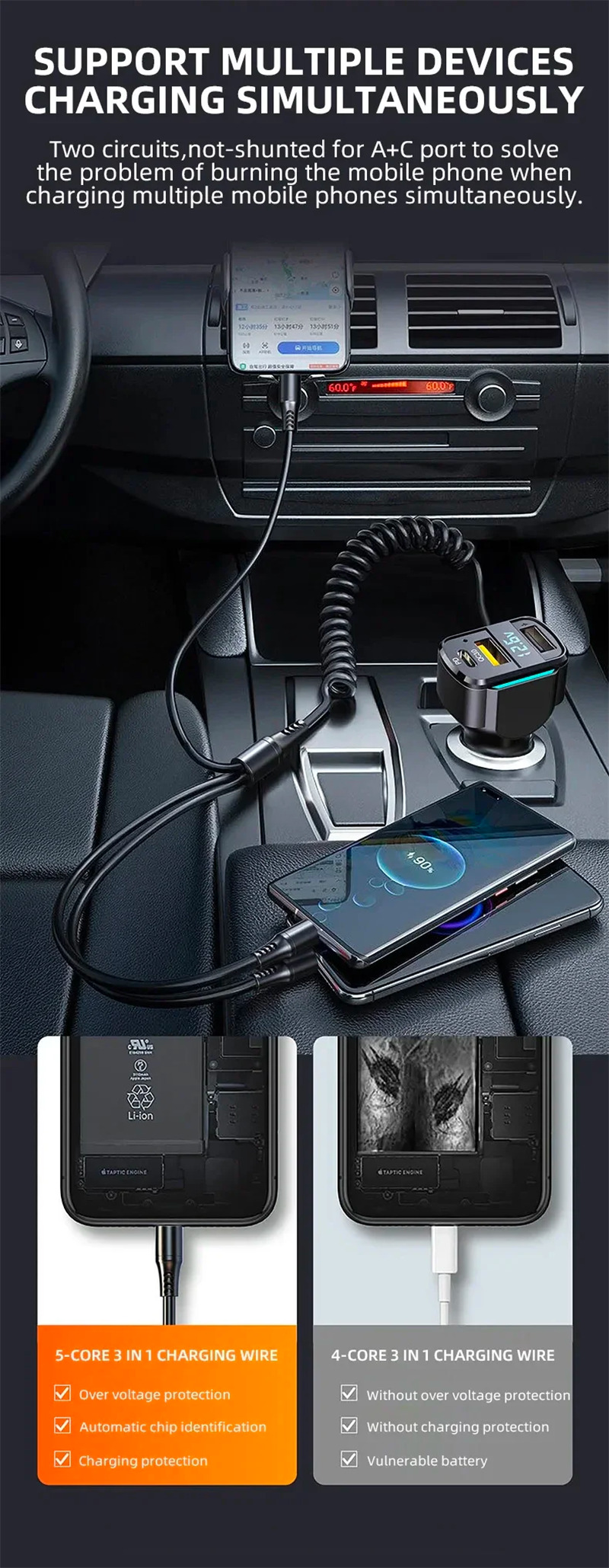 K4 car bluetooth mp3 player 65w charger