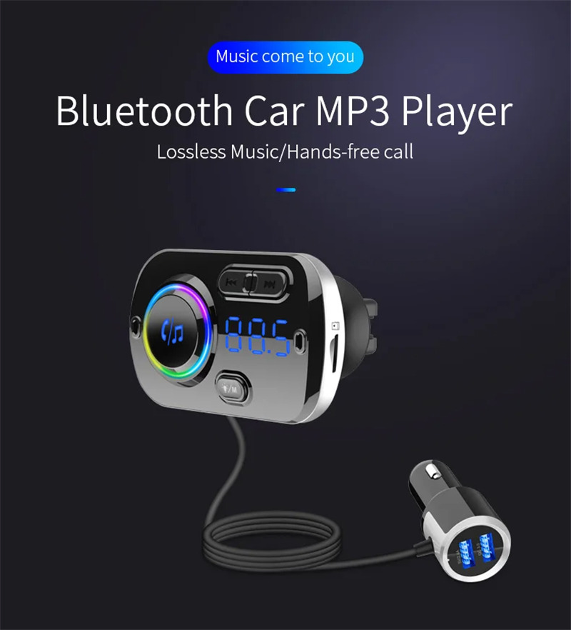 BC49 car fm transmitter bluetooth music player qc fast charger