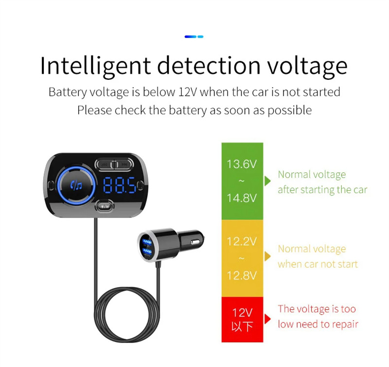 BC49 car fm transmitter bluetooth music player qc fast charger