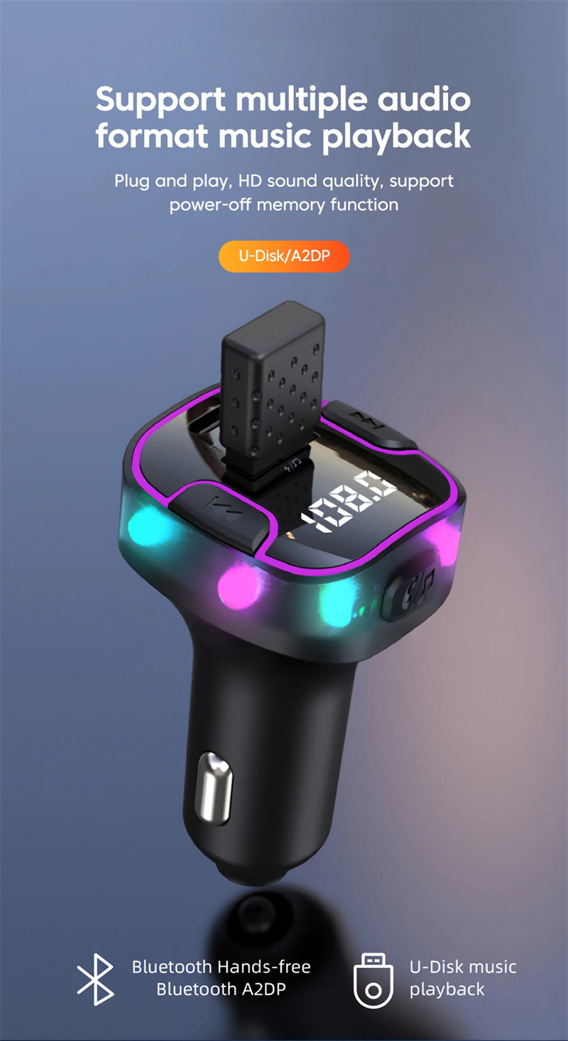 C49 Car bluetooth mp3 player FM transmitter fast charger 