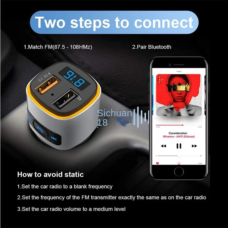 BC41 car fast charger bluetooth MP3 player FM transmitter