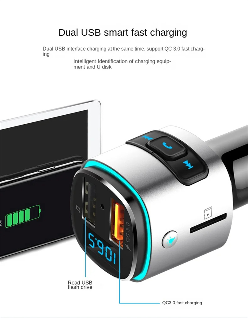 BC41 car fast charger bluetooth MP3 player FM transmitter