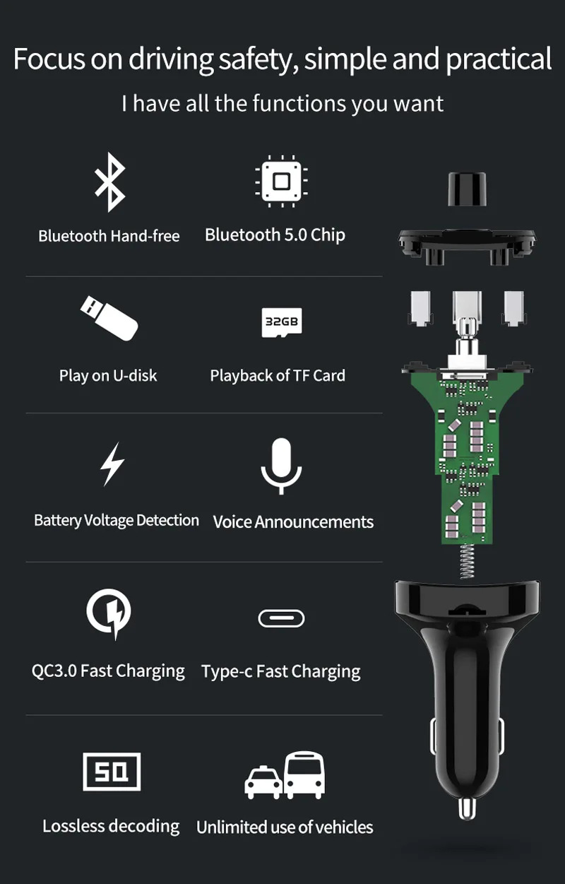 BT29 car kit quick charger FM transmitter bluetooth mp3 player