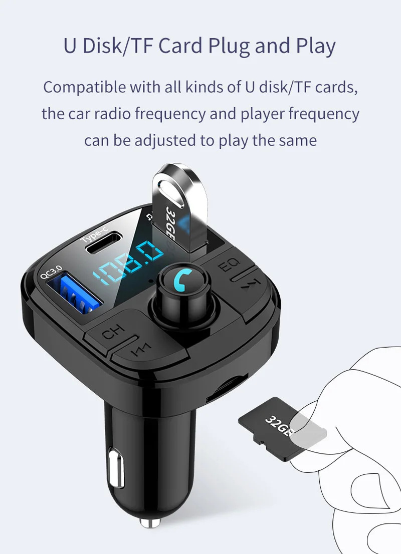 BT29 car kit quick charger FM transmitter bluetooth mp3 player