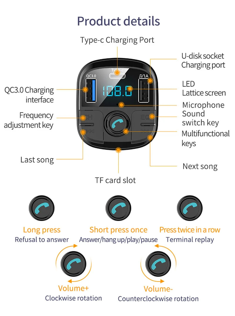 BT29 car kit quick charger FM transmitter bluetooth mp3 player