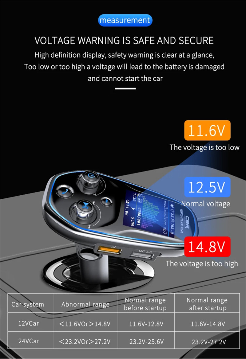 BT29M car kit fm transmitter bluetooth mp3 qc charge