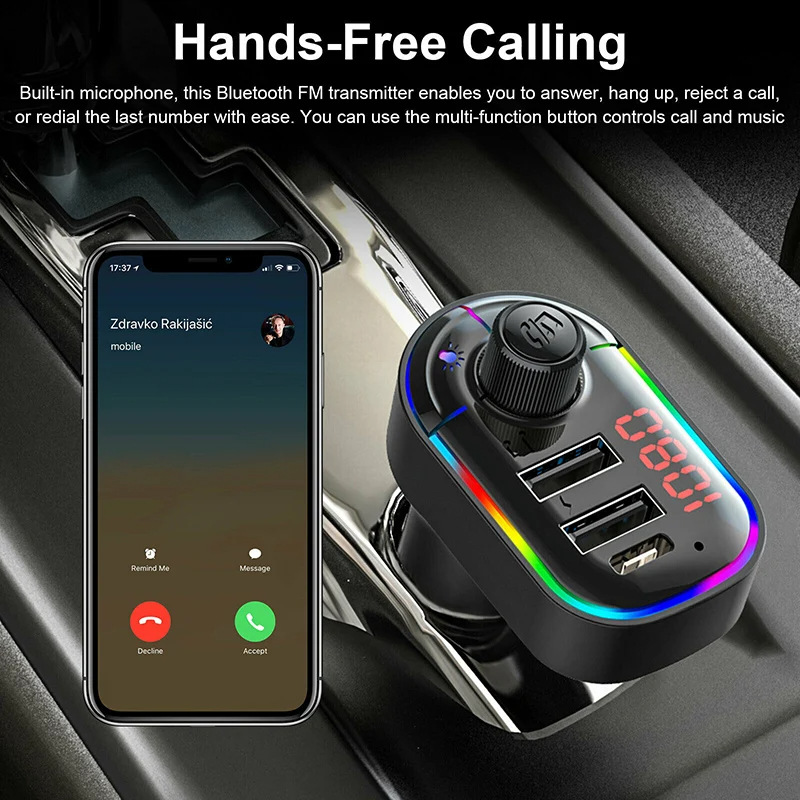 C12 car bluetooth mp3 player fm transmitter fast charger