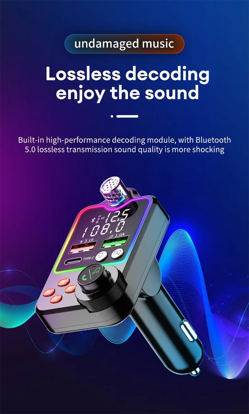 Q15 car bluetooth mp3 player fm transmitter pd charger