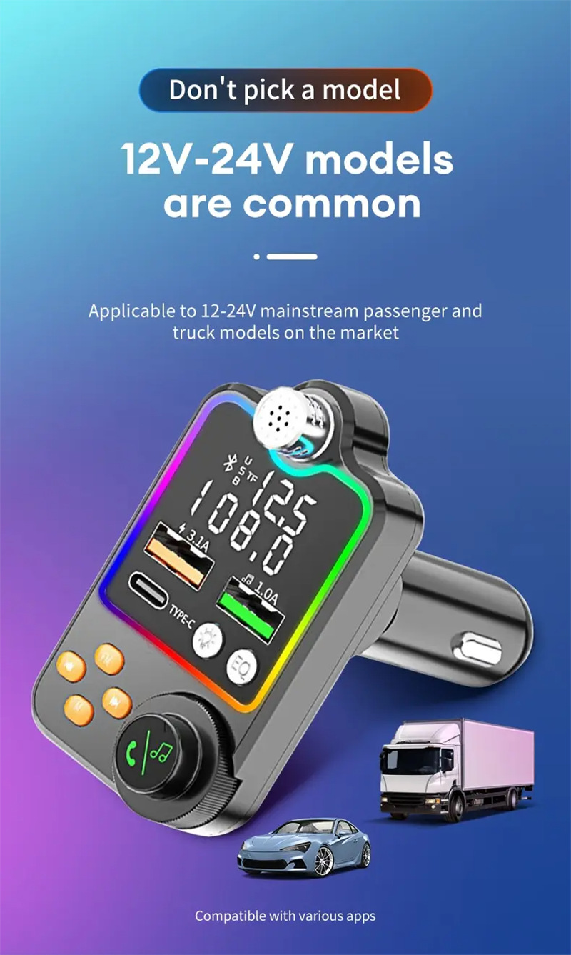 Q15 car bluetooth mp3 player fm transmitter pd charger