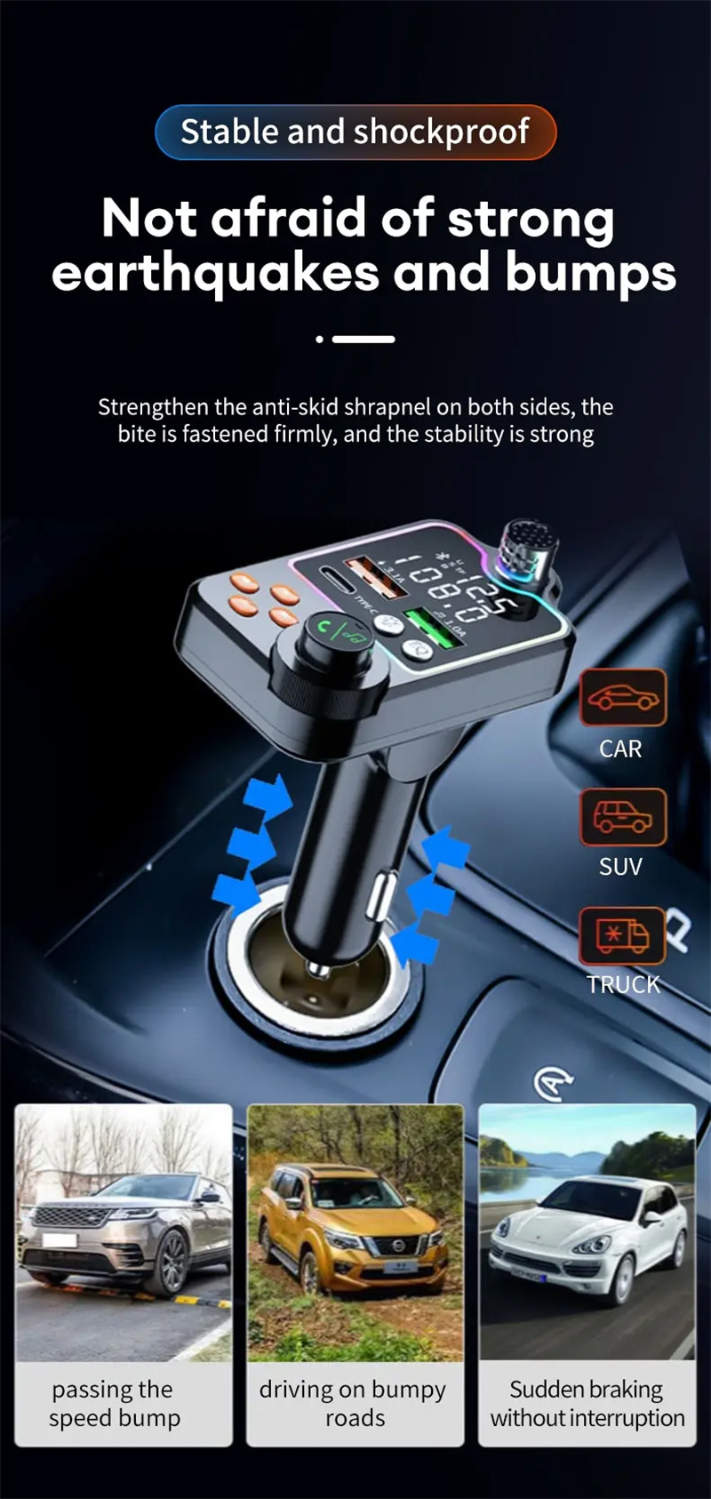 Q15 car bluetooth mp3 player fm transmitter pd charger