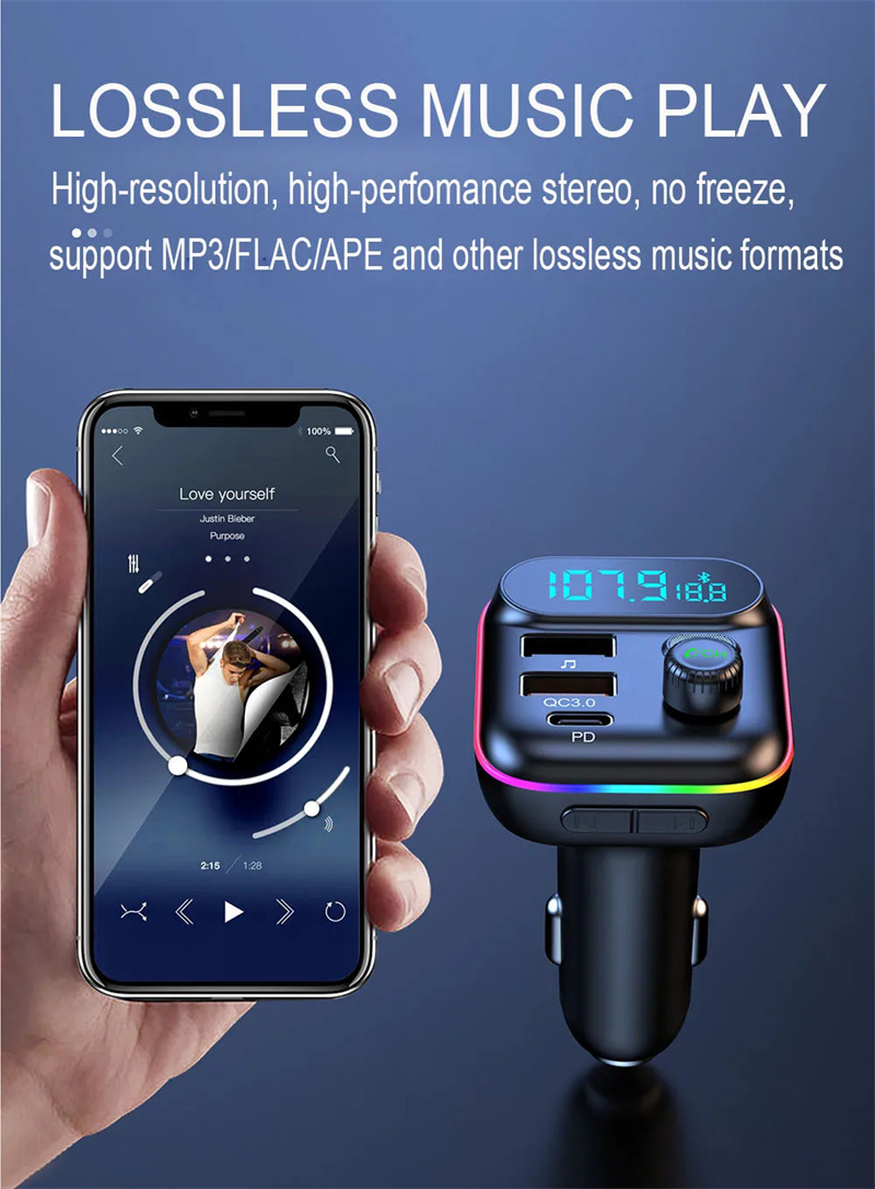 T70 car bluetooth mp3 player pd charger fm transmitter 