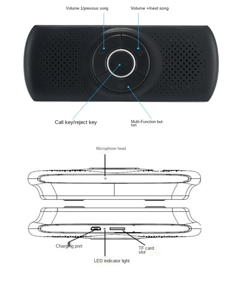 T826 car bluetooth speaker sun visor