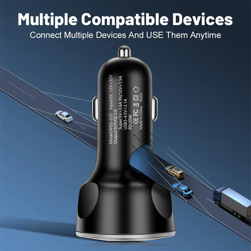 250W car charger pd 4 usb fast charging adapter