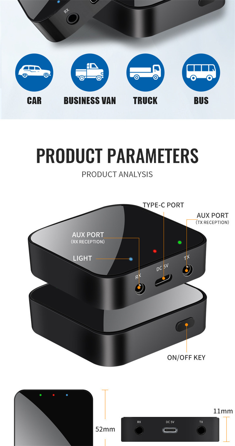 t38 bluetooth transmitter receiver wireless aux audio adapter