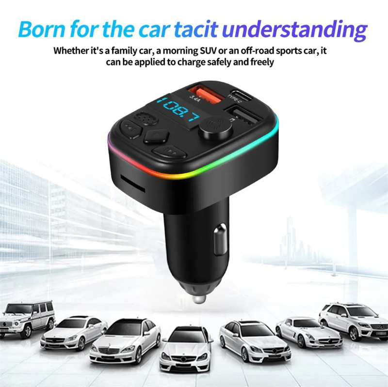 MC8 bluetooth mp3 player fm transmitter qc usb-c car charger