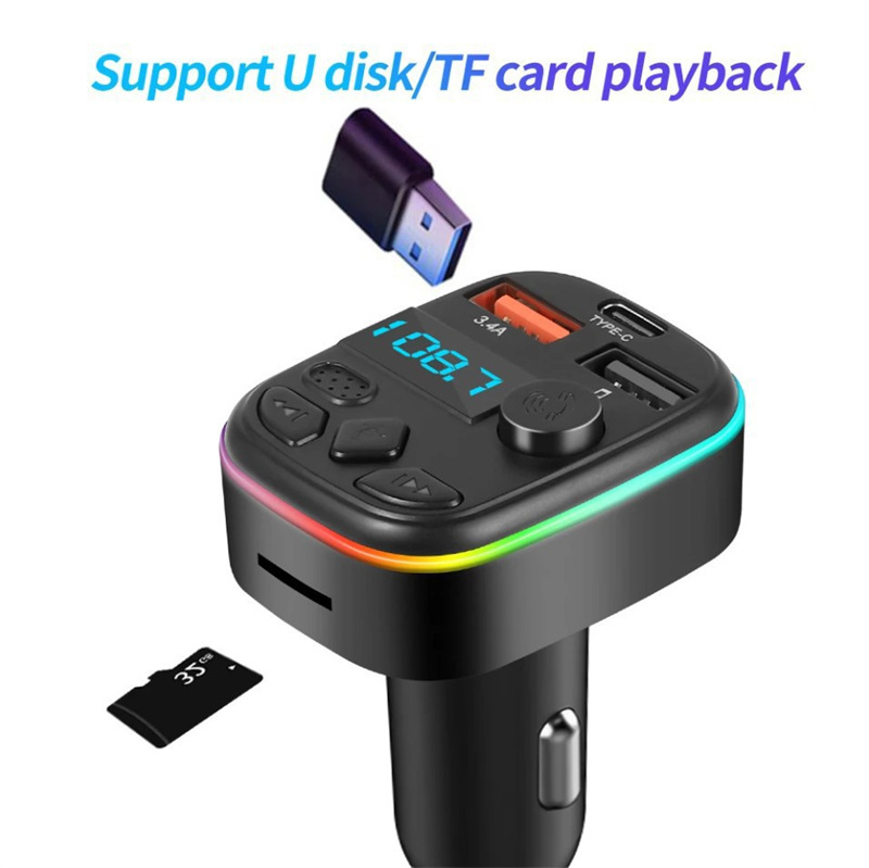 MC8 bluetooth mp3 player fm transmitter qc usb-c car charger