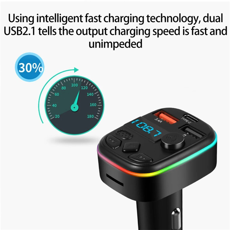 MC8 bluetooth mp3 player fm transmitter qc usb-c car charger