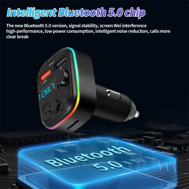 MC8 bluetooth mp3 player fm transmitter qc usb-c car charger