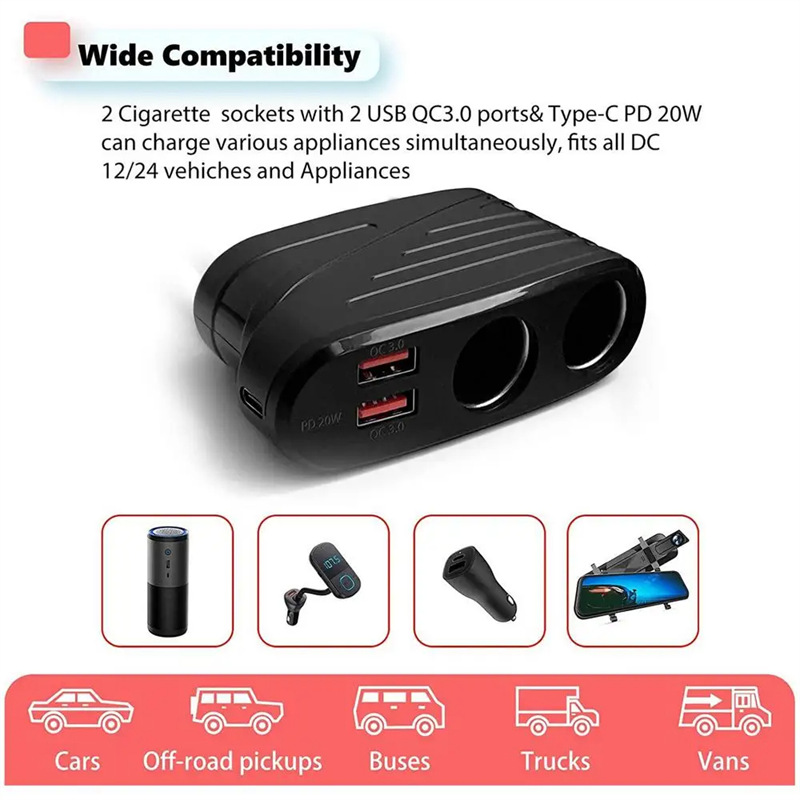 TR31 car 120w pd fast charging adapter usb charger
