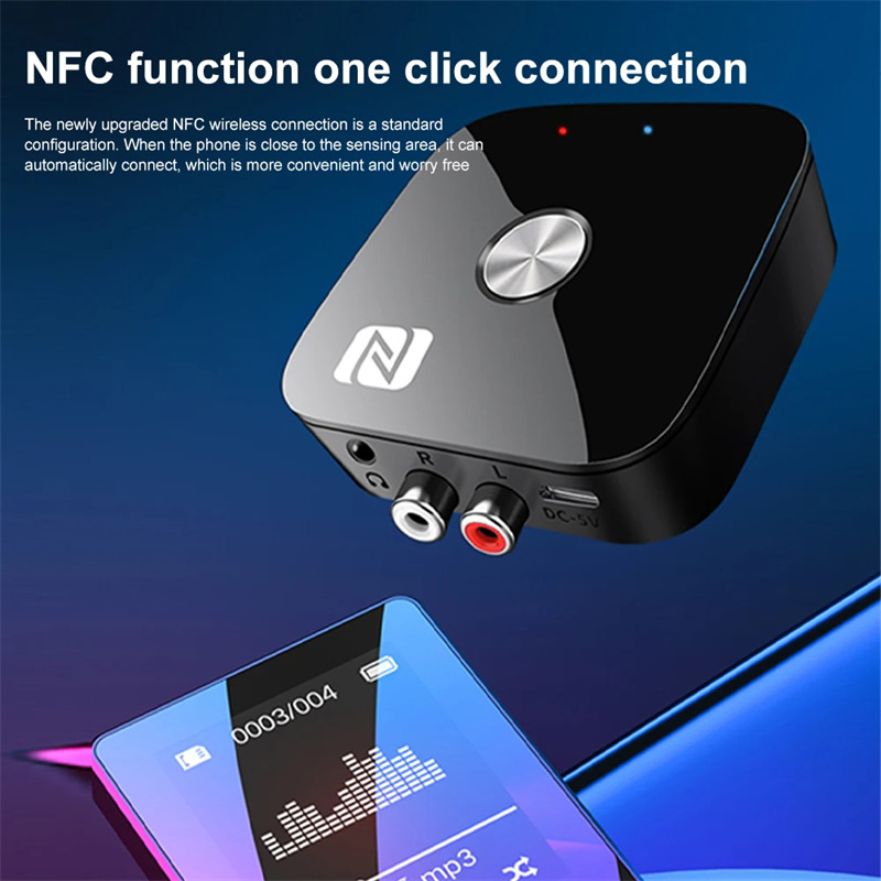 T68 nfc bluetooth receiver aux rca stereo music audio adapter