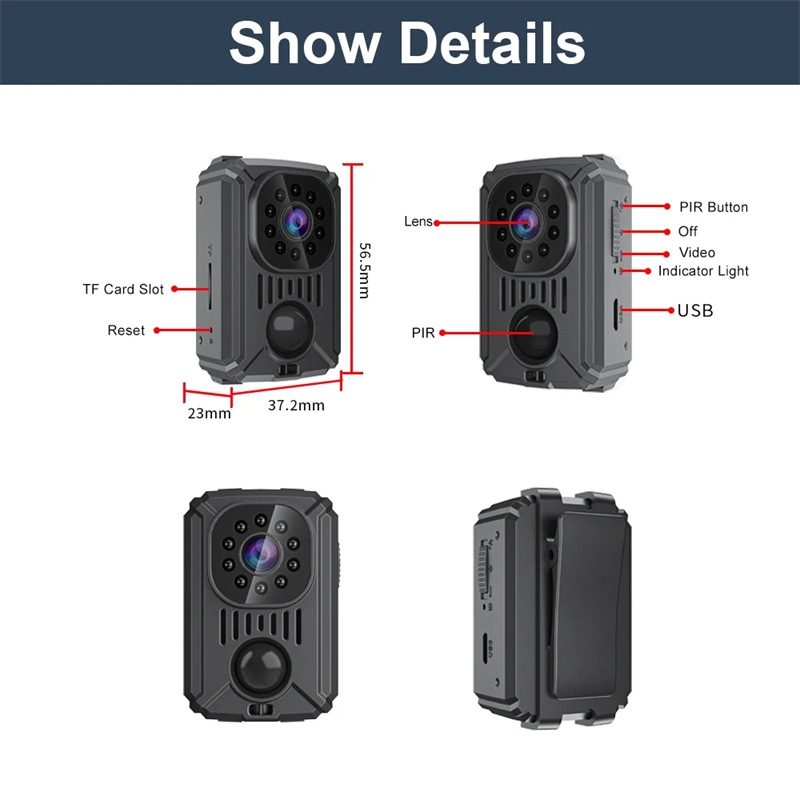 md29 mini body camera pir hd camcorder