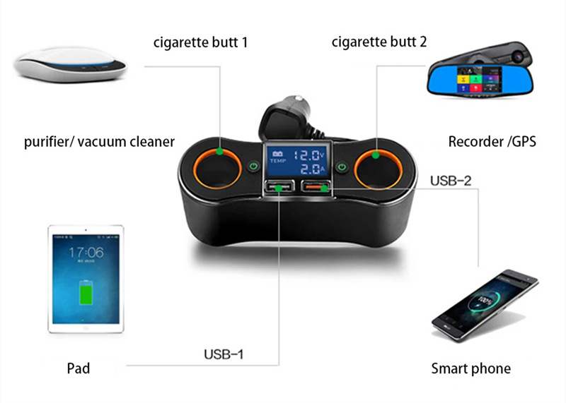 ZNB02 car dual usb port charger fast charging adapter