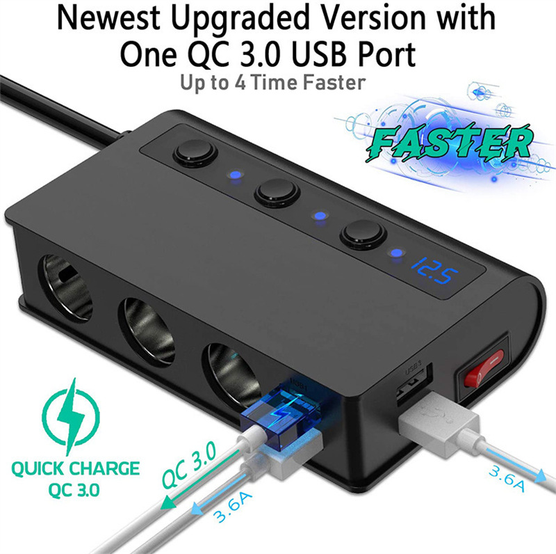 TR24 car 4ports usb charger 180W fast charging adapter