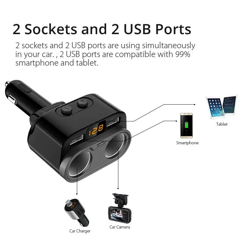 C47 car phone charger dual usb pd18w quick charge