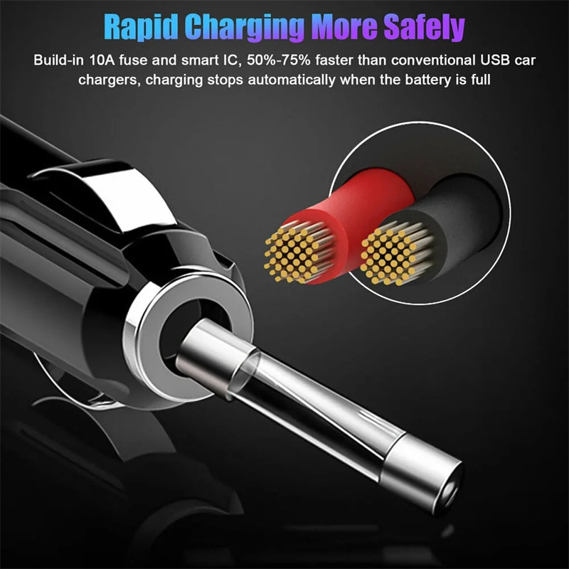 b08 car 3 way 2 usb 12v fast charge adapter cigarette lighter