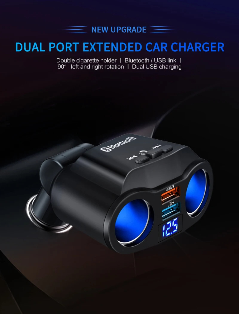 car cigarette lighter bluetooth FM transmitter mp3 player usb charger