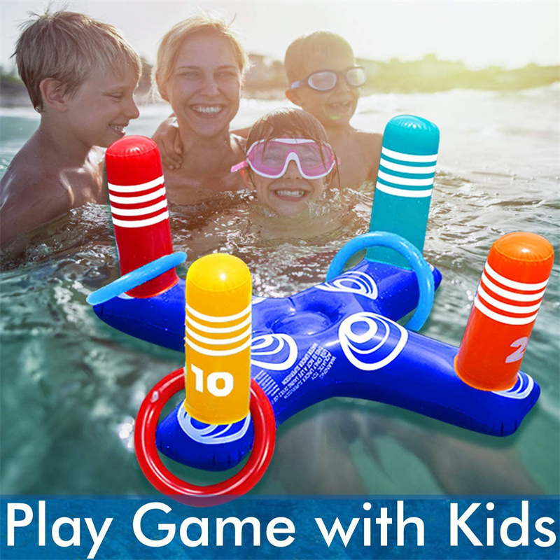 summer swimming pool ring throwing toy inflatable ring throwing ferrule game set