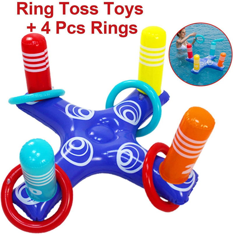 summer swimming pool ring throwing toy inflatable ring throwing ferrule game set