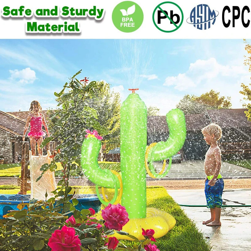 inflatable kids toy inflatable cactus water sprinkler spray 4 ring toss toy