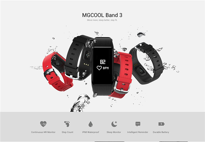 MGCOOL Band 3 Smartband IP68 Waterproof Heart Rate Monitor Sedentary Reminder Calorie Counting Sleep Monitor MGCOOL Band 3 Smartband IP68 Waterproof Heart Rate Monitor Sedentary Reminder Calorie Counting Sleep Monitor
