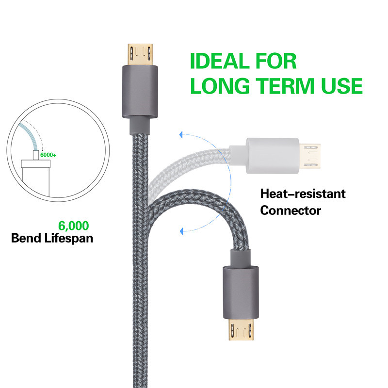 kiirie Durable Micro USB Nylon Braided Charging Cables Android kiirie Durable Micro USB Nylon Braided Charging Cables Android