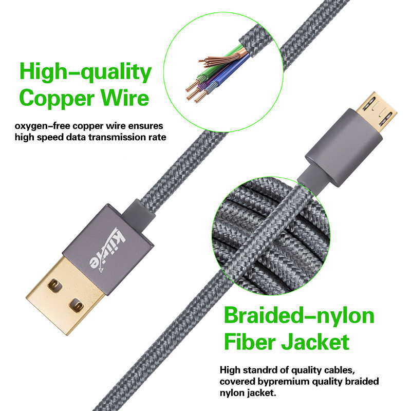 kiirie Durable Micro USB Nylon Braided Charging Cables Android kiirie Durable Micro USB Nylon Braided Charging Cables Android