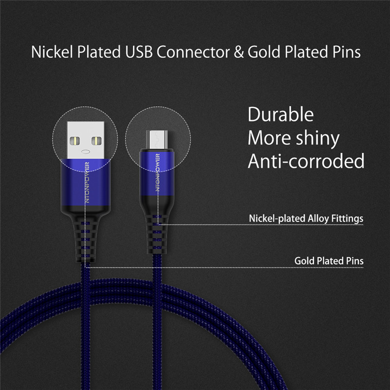 NTONPOWER 1M Micro USB Cable Fiber Braided Data Sync Charging Cable NTONPOWER 1M Micro USB Cable Fiber Braided Data Sync Charging Cable