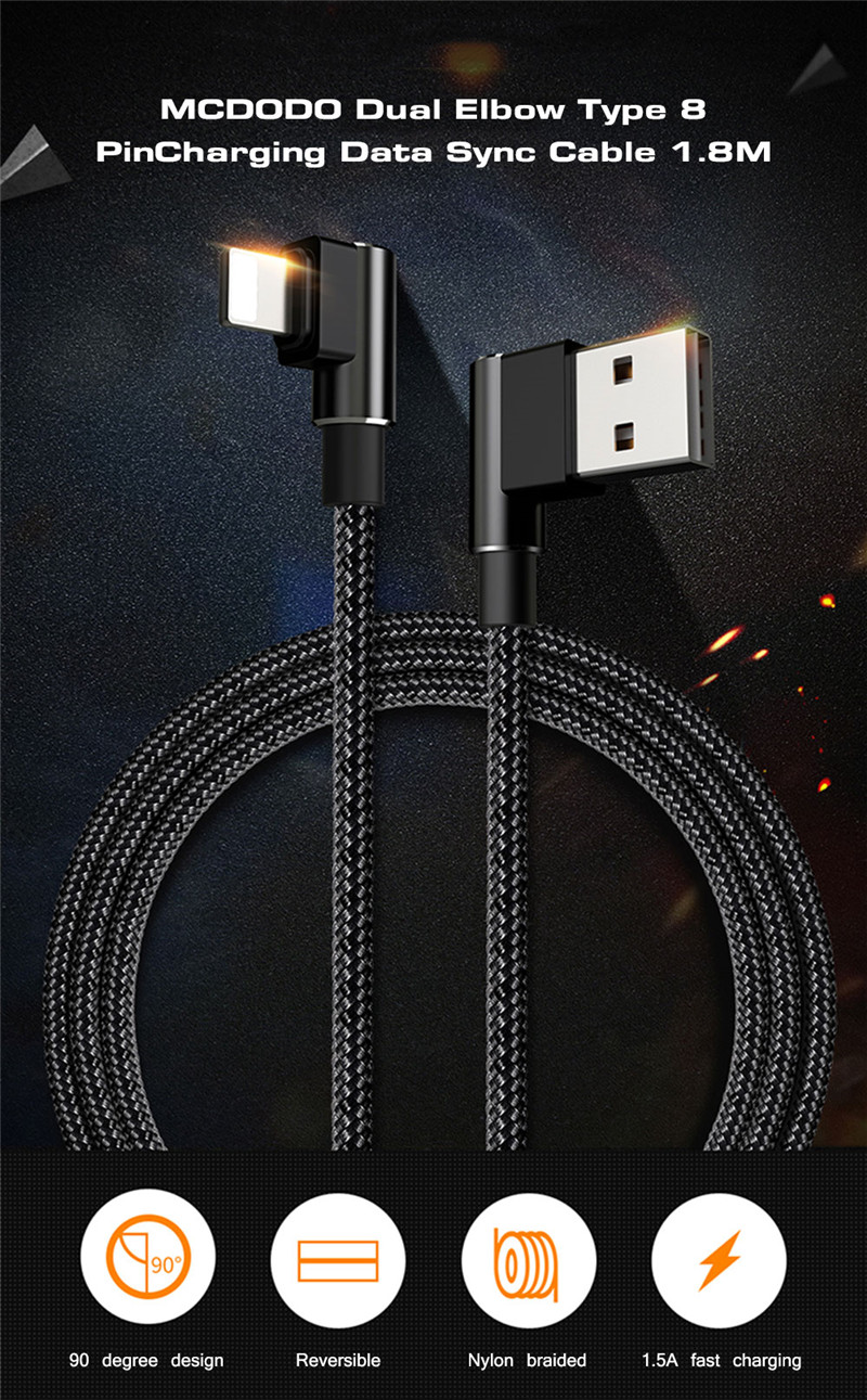 Mcdodo Dual Elbow Type 8 Pin Data Transmission Sync Cord 1.8M iphone Mcdodo Dual Elbow Type 8 Pin Data Transmission Sync Cord 1.8M iphone