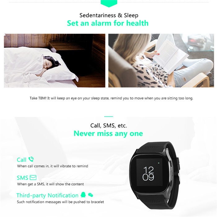 T8M Smart Watch Blood Pressure Measure Heart Rate Monitor Wristwatch T8M Smart Watch Blood Pressure Measure Heart Rate Monitor Wristwatch